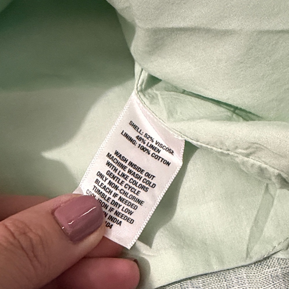 Sewing Down South X Crown & Ivy Mint Green Sleeveless Blouse linen blend xxl - Picture 8 of 10